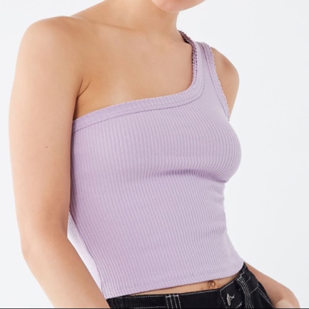 UO One shoulder knitted tank top purple